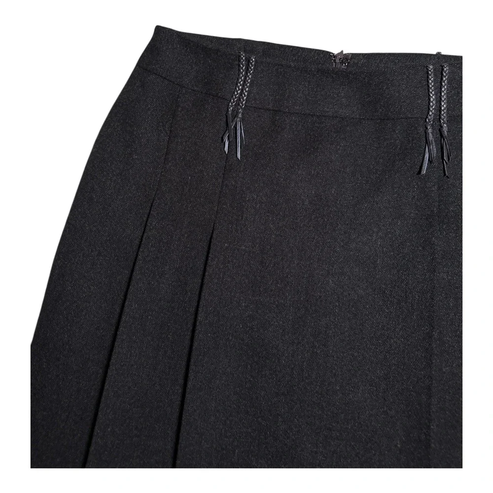 Forwear New York Midi Lined Pleated Skirt Sz 10 Beaded‎ Fur Trim A-Line Boho